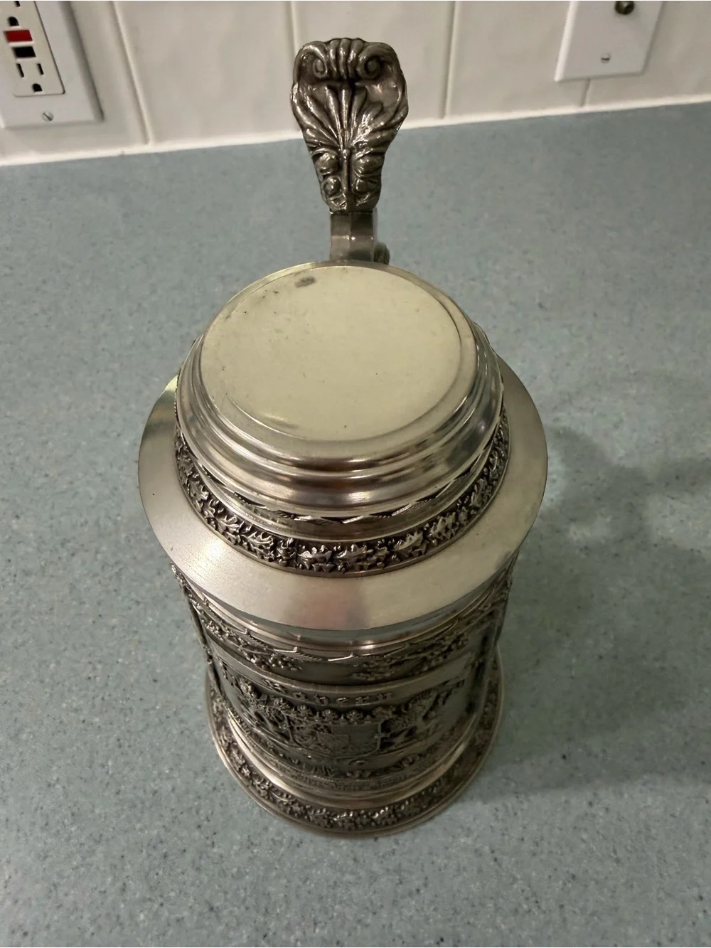 1970s SKS - Zinn Bavaria Germany Beer Stein Coat of Arms Lidded Authentic